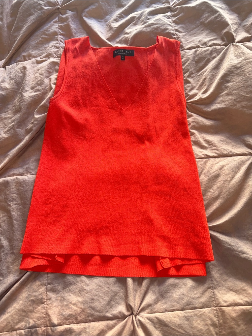 RACHEL Rachel Roy Bright Orange V-Neck Sleeveless Top